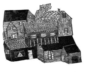 A drawing of a house. 