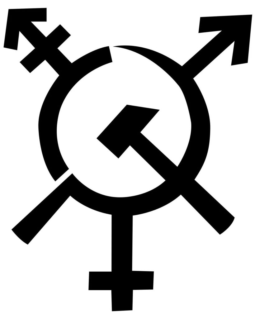 Transgender symbol comprised of a hammer and sickle